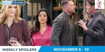 The young and the restless weekly spoilers - nov 6-10 - claire audra nick and adam