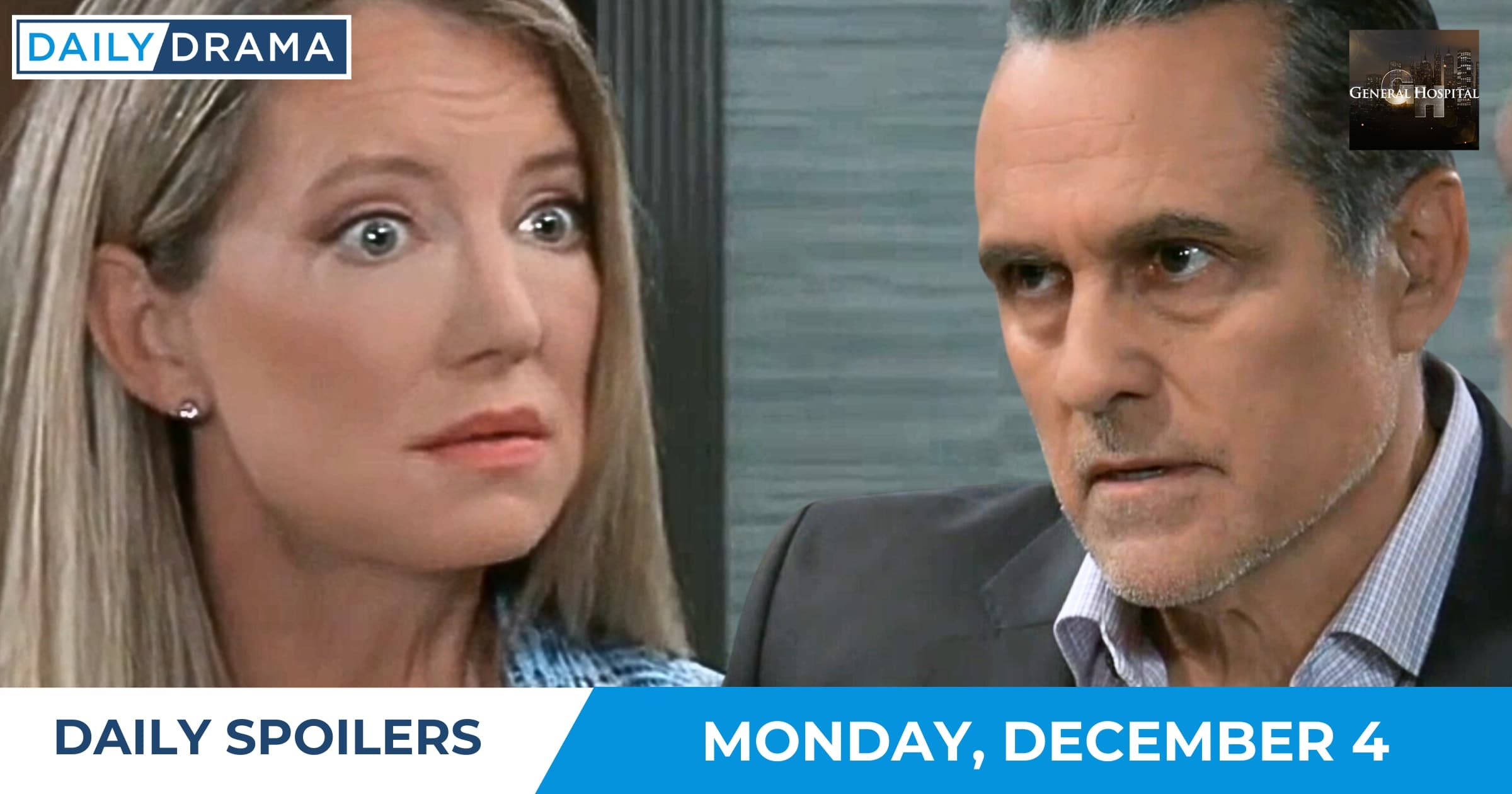General Hospital Daily Spoilers - Dec 4 - Nina and Sonny