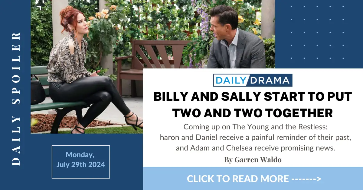 The young and the restless spoilers: billy and sally start to put two and two together 1 The young and the restless spoilers: billy and sally start to put two and two together