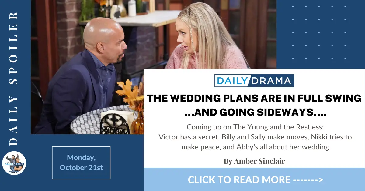 The Young and the Restless Spoilers for October 21st: The Wedding Plans
