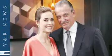 Eric braeden & amelia heinle get down on the young and the restless set