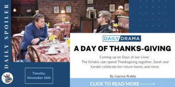 Days of our lives spoilers for november 26th: a day of thanks-giving