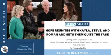 Days of our lives spoilers for december 10th: hope reunites with kayla, steve, and roman and sets them quite the task